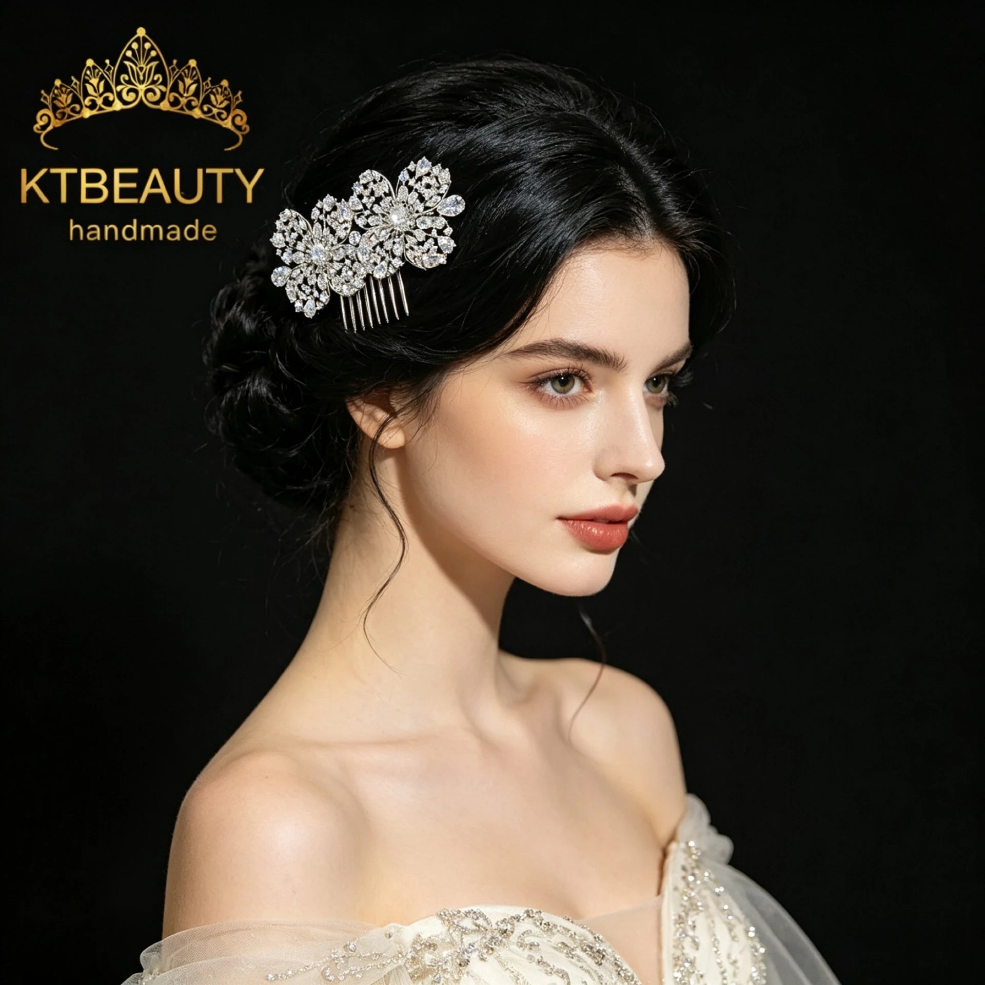 Ktbeauty Zirconia Floral Hair Accessory 3 New Designs Luxury Bridal Flowers Women's Fashion Trendy Hair Jewelry