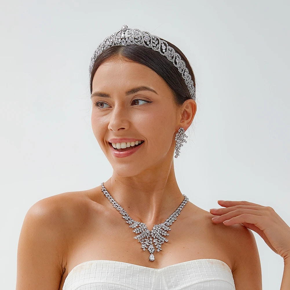 New Zircon Lengthen Crown For Women Headband 3A CZ Bridal Luxury Diadema Wedding Hairband Party Hair Jewelry Accessories A01601