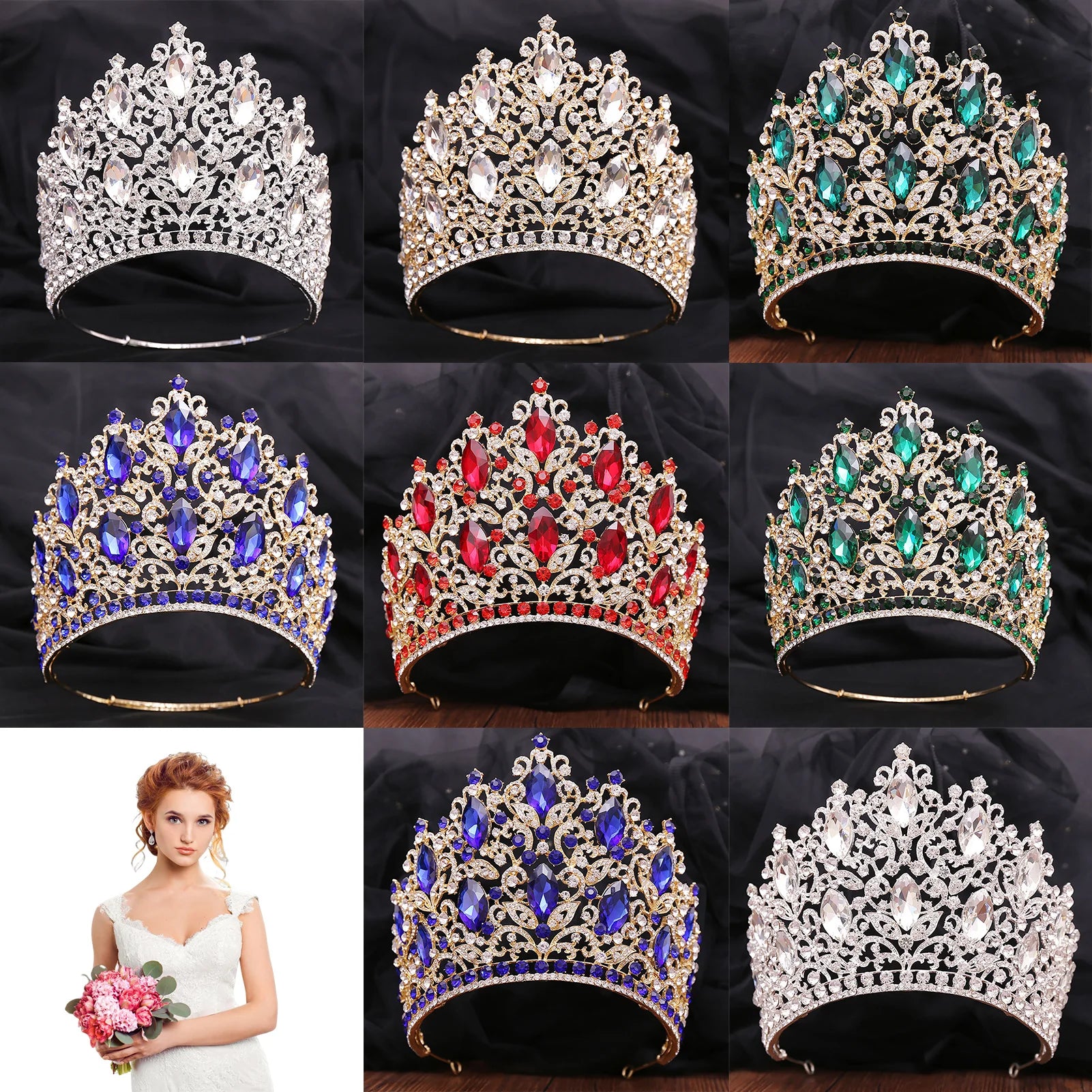 Luxury Wedding Tiaras For Bride Crystal Rhinestone Alloy Bridal Crown For Women Princess Party Hair Jewelry Accessories