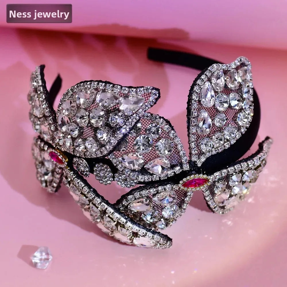 Luxurious Handmade Butterfly Sparkling Headwear Full of Diamonds Fashionable Super Shiny Water Diamond Hair Accessory