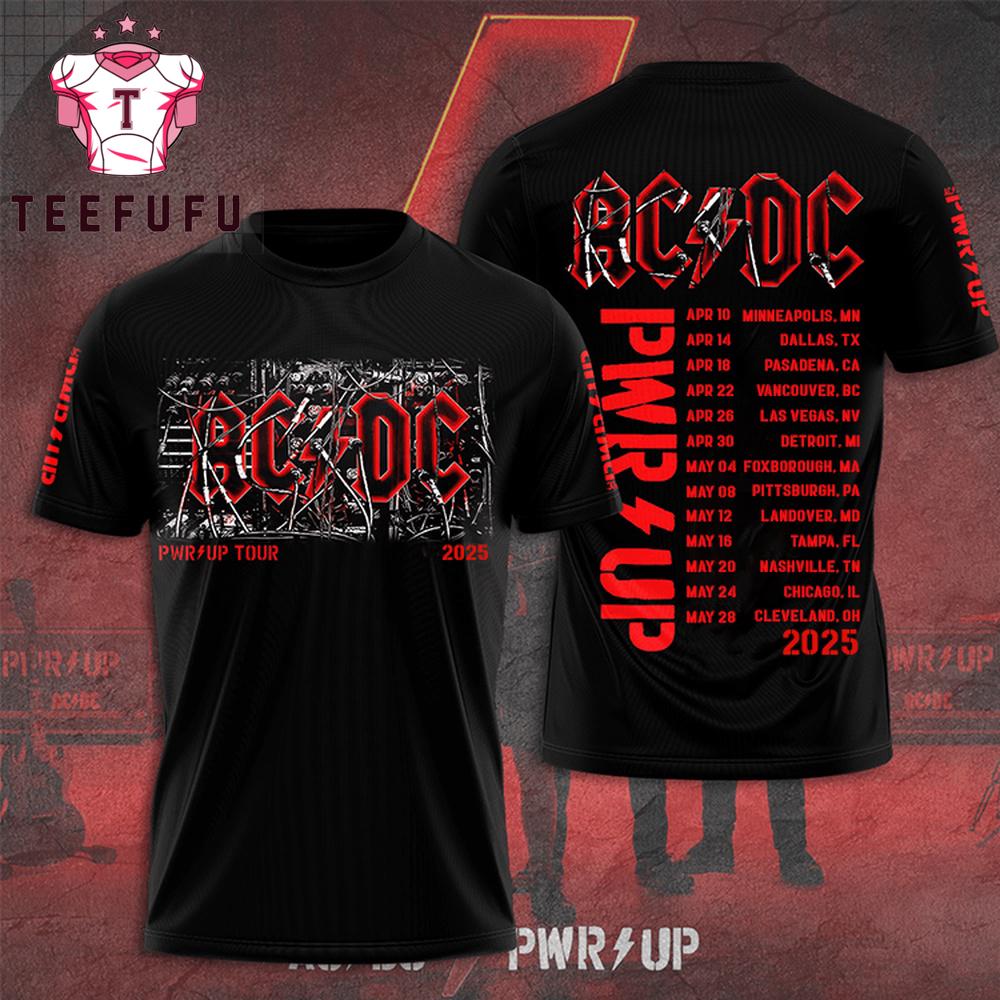 ACDC Rock Music Live Power Up Tour 2025 3D T-Shirt