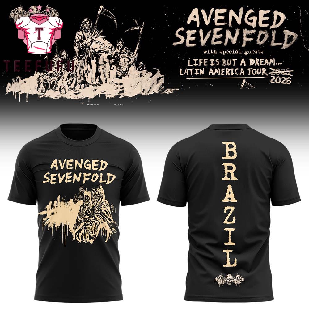 Avenged Sevenfold Life is But A Dream Latin America Tour 2026 Black T Shirt