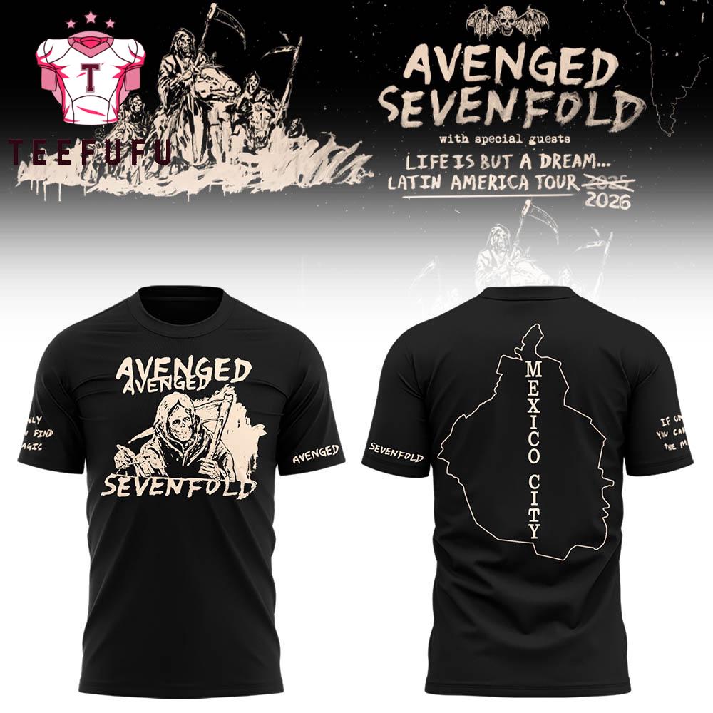 Avenged Sevenfold Life Is But a Dream Latin America Tour 2026 in Mexico City 3D Shirt