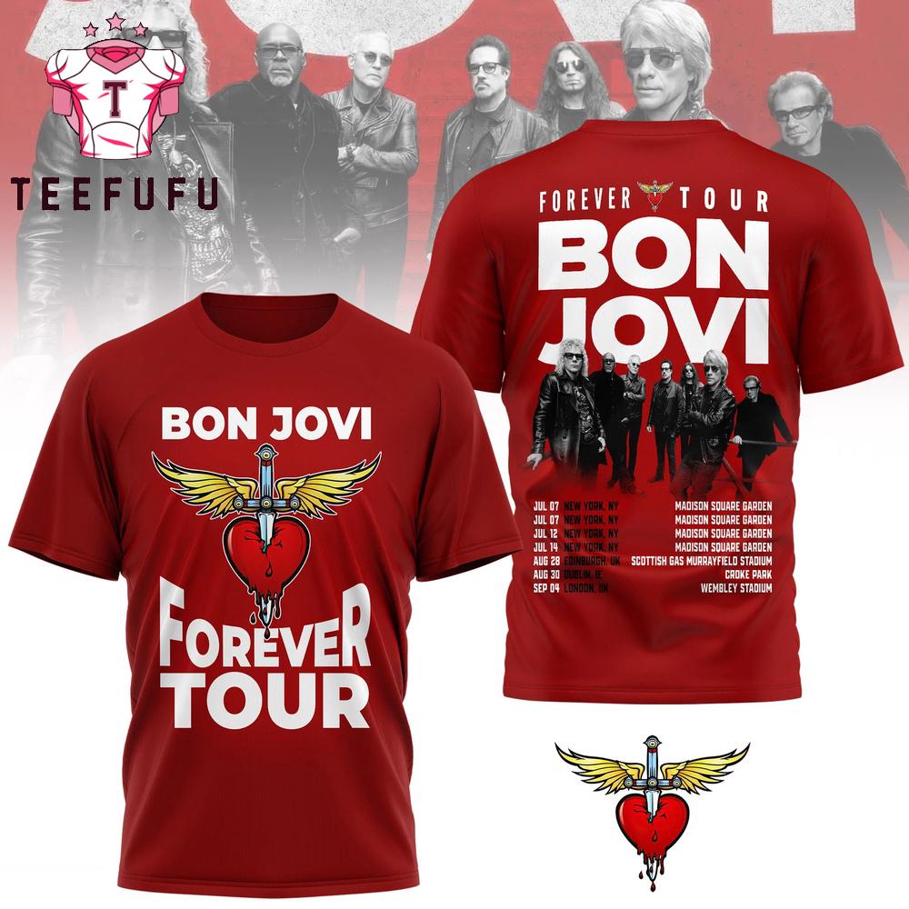 Bon Jovi 2026 Forever Tour Unisex Red T Shirt