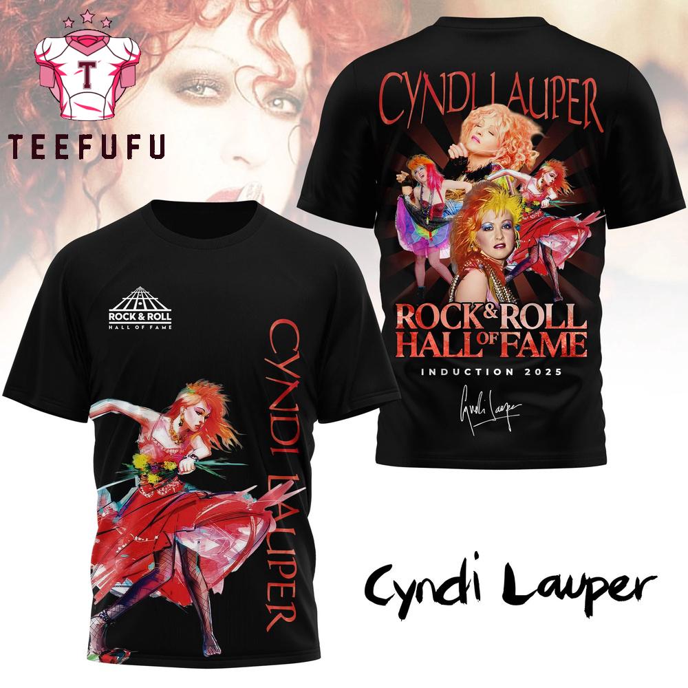 Cyndi Lauper Rock And Roll Hall of Fame Induction 2025 Signature Black T Shirt