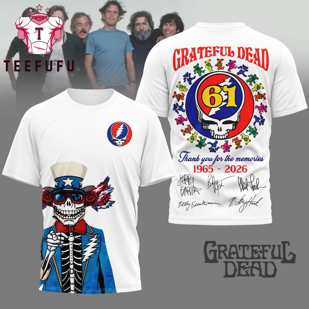Grateful Dead 1965-2026 Thank You For The Memories White 3D Shirt