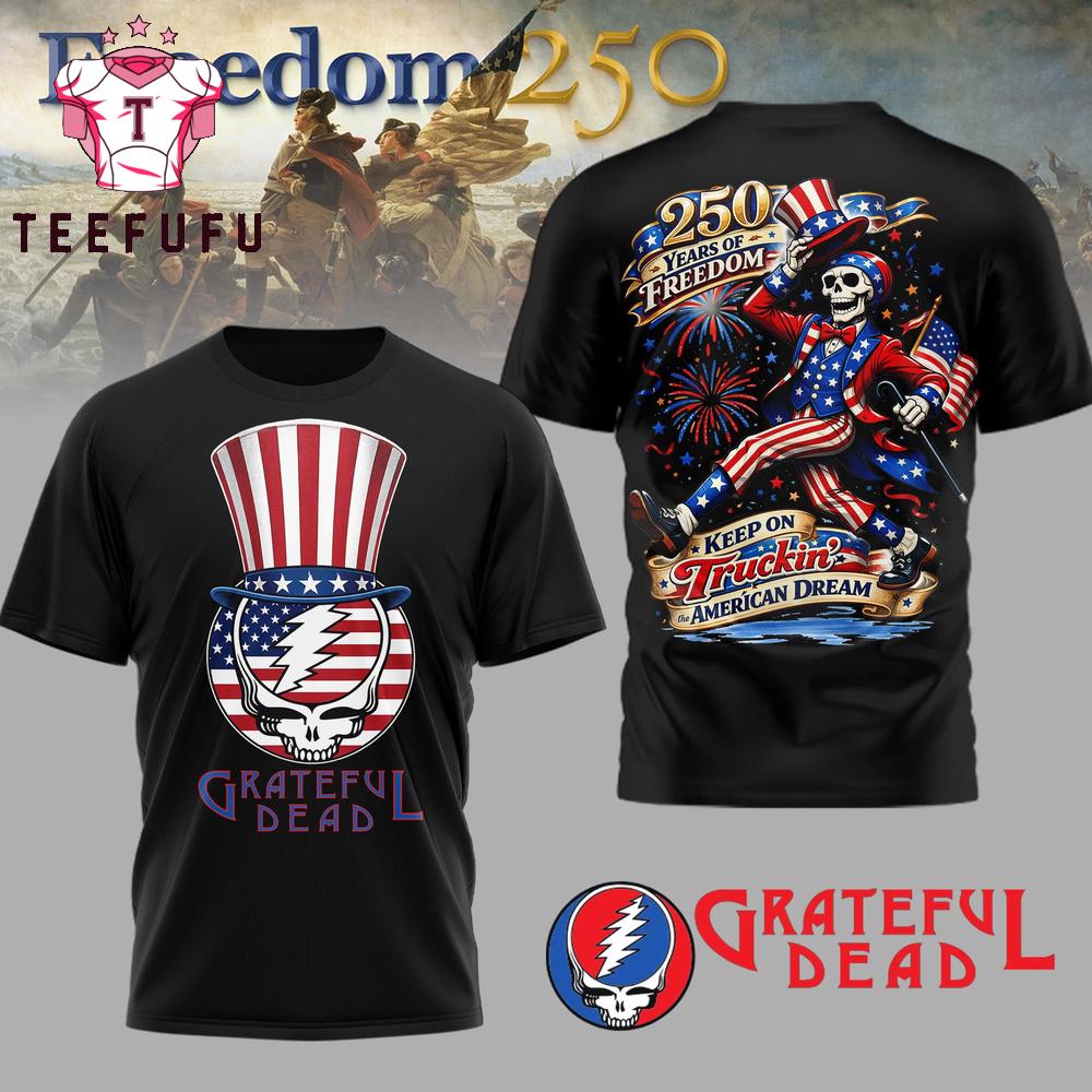 Grateful Dead 250th Anniversary 1776-2026 America Flag Black T Shirt