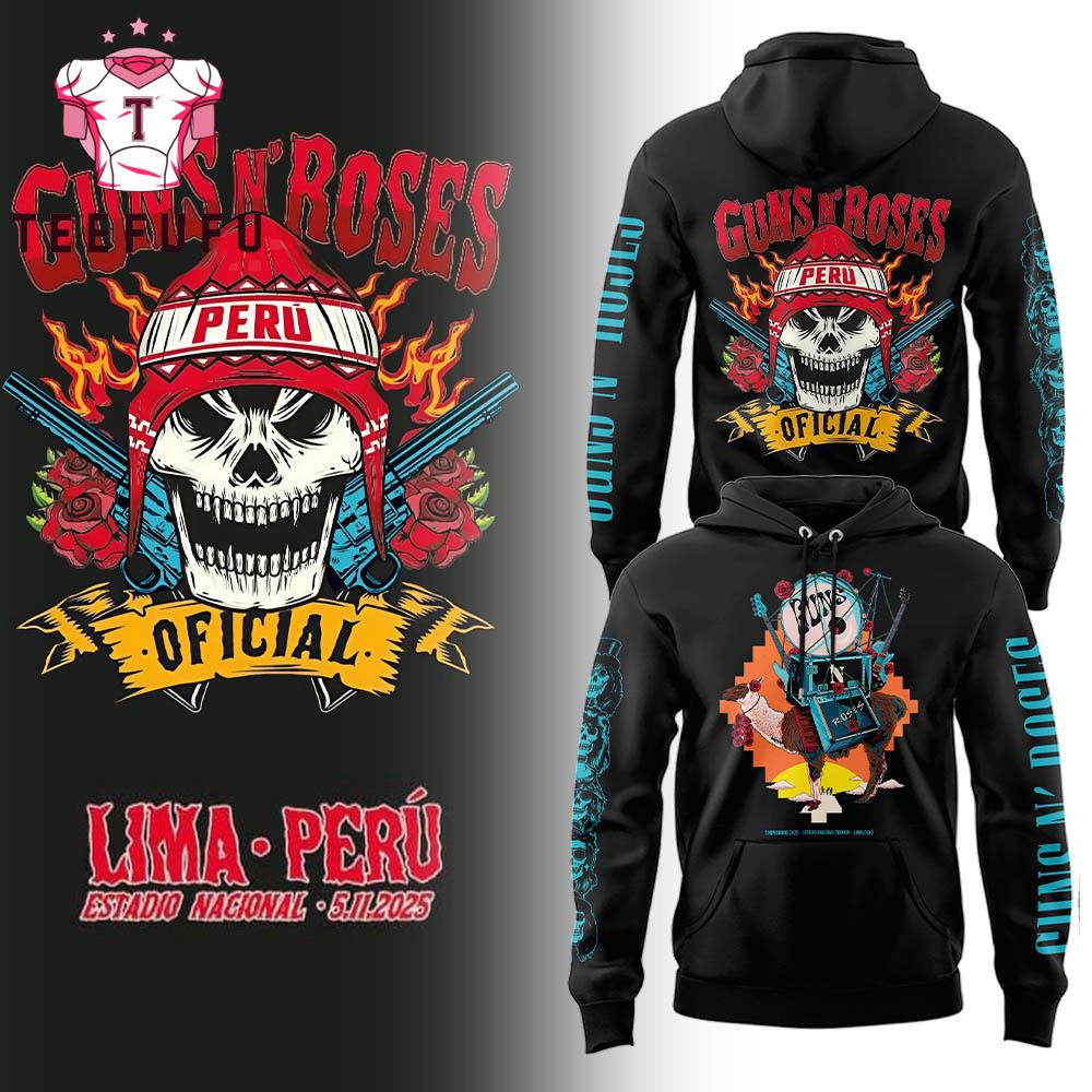 Guns N' Roses Lima Peru Tour 2025 Black Hoodie