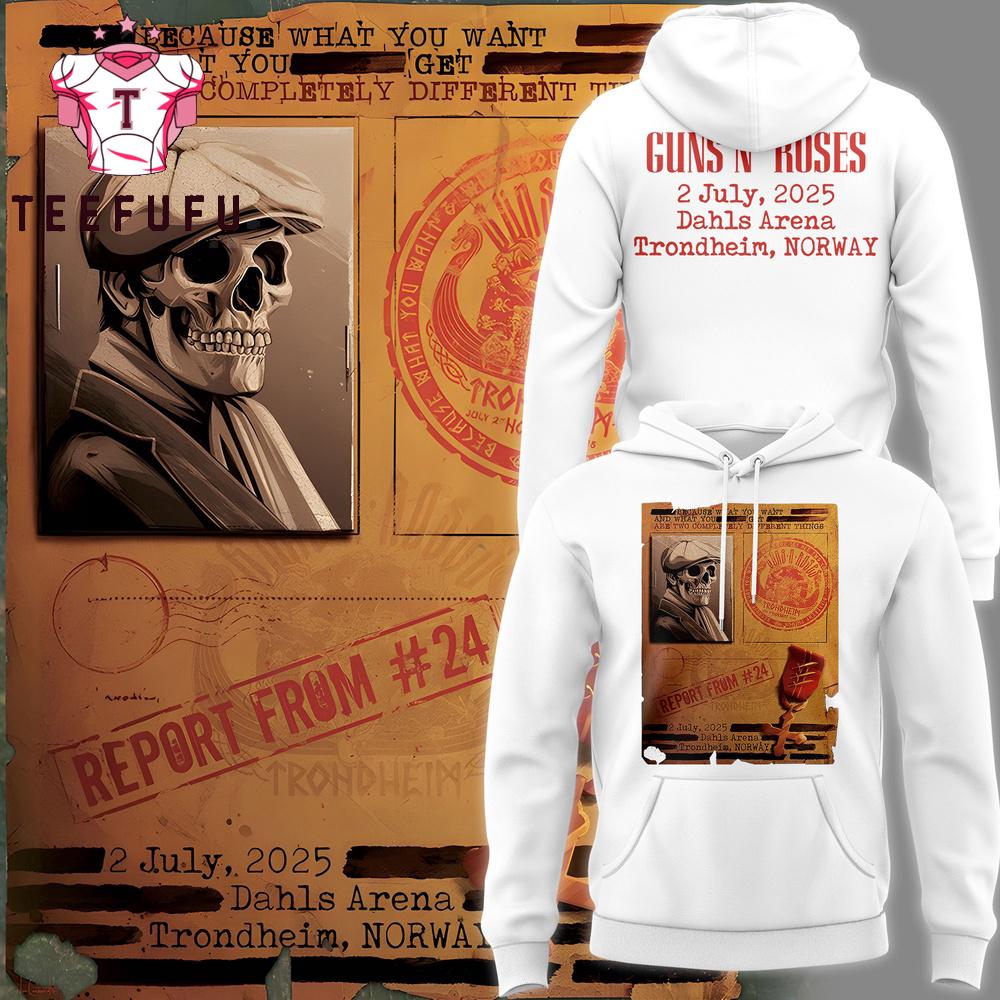 Guns N' Roses Special Edition Norway Tonight Marks Our First Time in Trondheim 2025 White 3D Hoodie