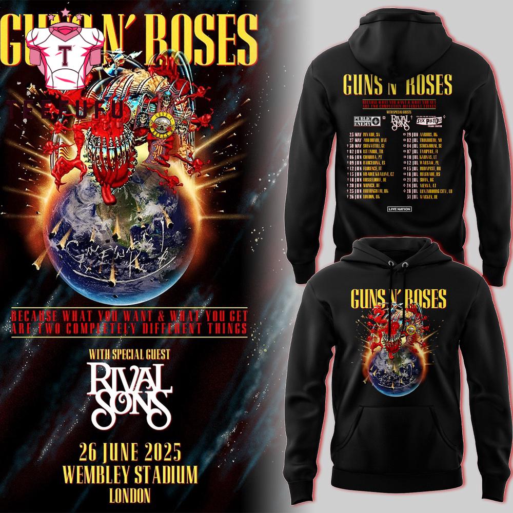 Guns N' Roses The 2025 Tour Limited Black Hoodie