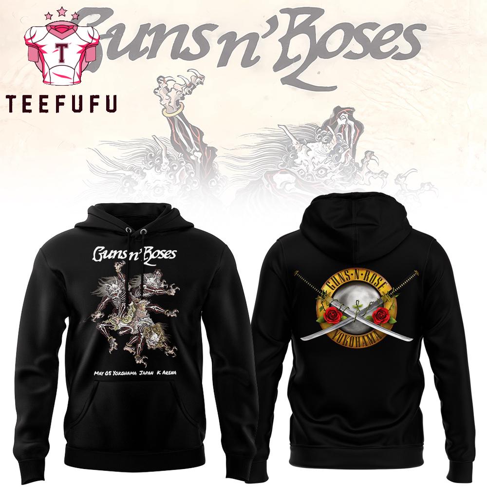 Guns N' Roses Yokohama Music Concert 2025 Black Hoodie Shirt