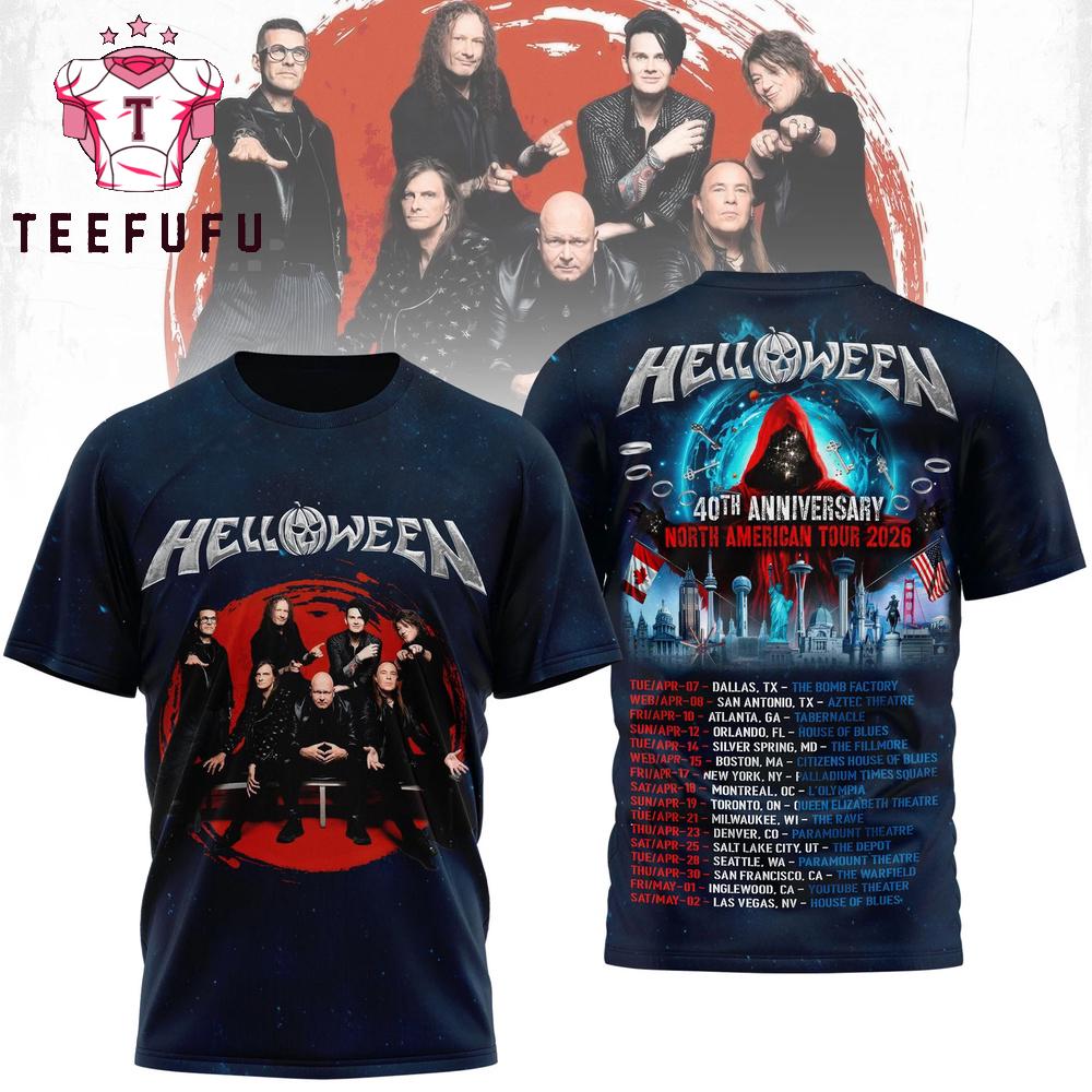 Helloween 40th Anniversary North American Tour 2026 3D Shirt
