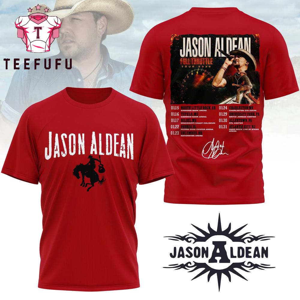 Jason Aldean Full Throttle 2026 Tour Red T Shirt