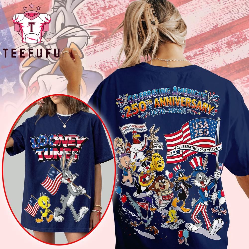 Looney Tunes Celebrating America's 250th Anniversary Blue T Shirt
