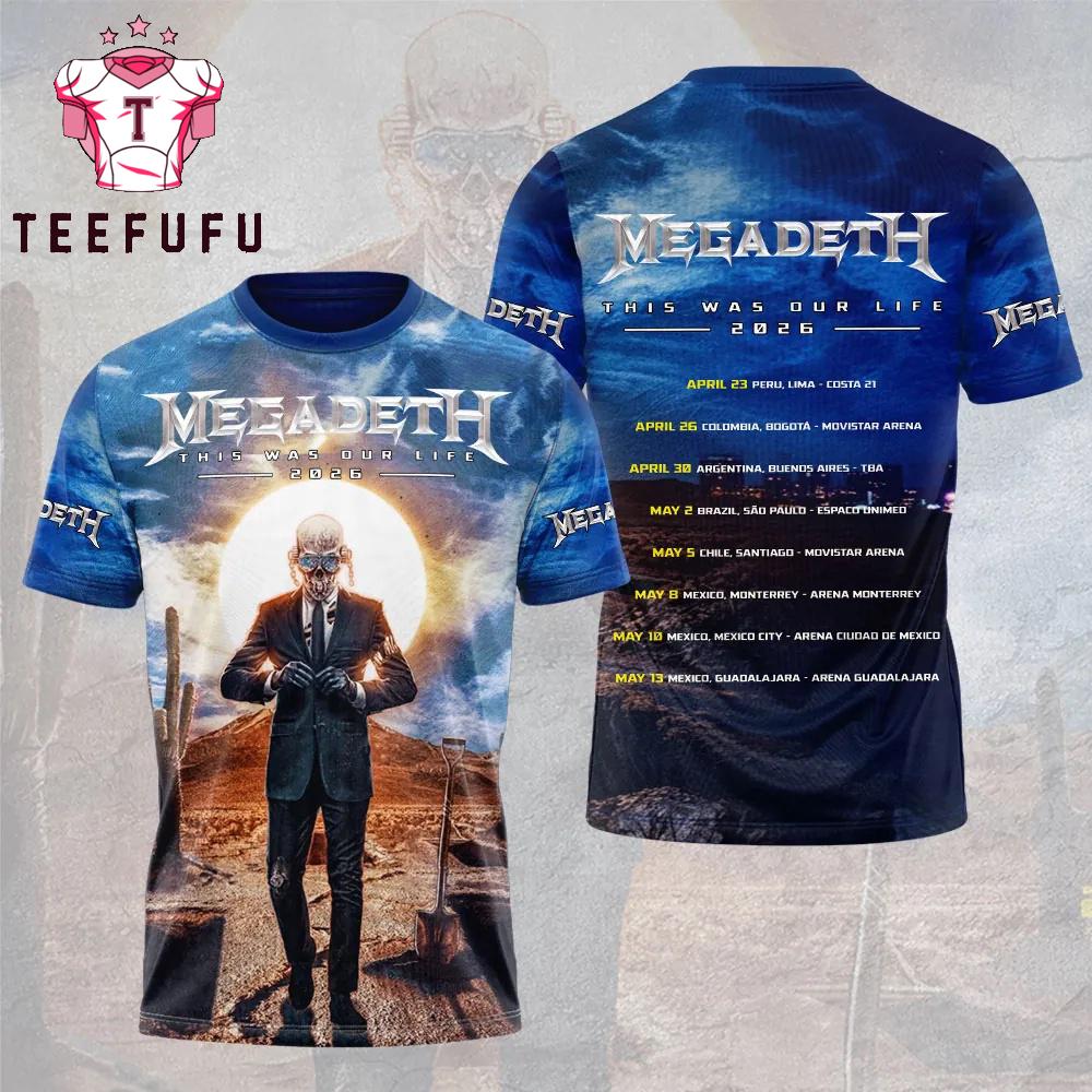 Megadeth 2026 Live Tour Metal Fan Favorite 3D T-Shirt