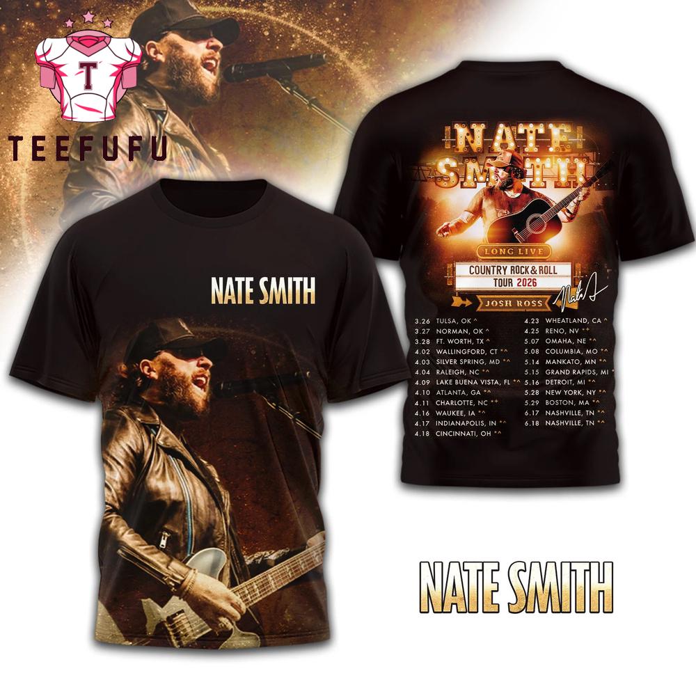 Nate Smith Country Rock And Roll Tour 2026 3D Shirt