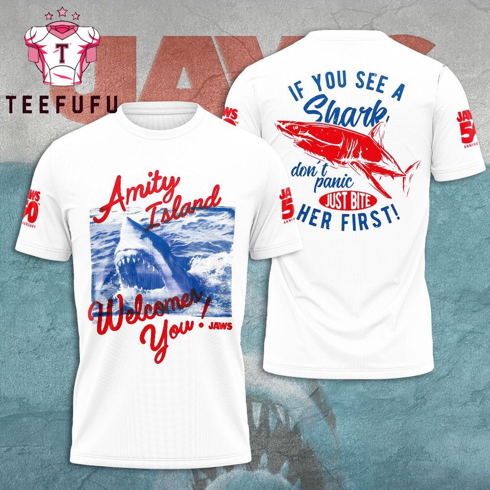 Open Water Terror Jaws Great White 3D Graphic Tee