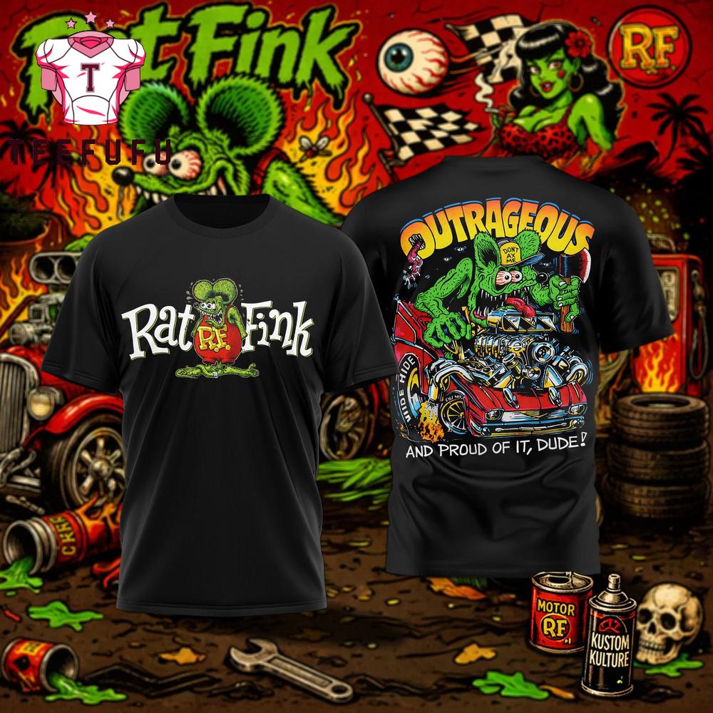 Rat Fink Outrageous Black T Shirt