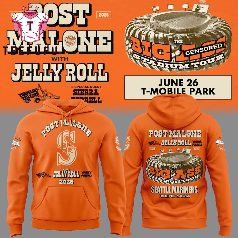 Seattle Mariners x Post Malone With Jelly Roll 2025 Hoodie Shirt