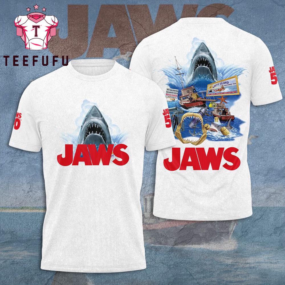 Shark in the Water Jaws Inspired Horror Graphic T-Shirt