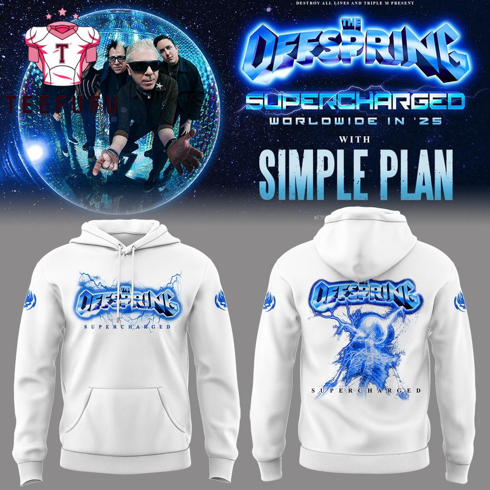 The Offspring Supercharged Worldwide in 25 Simple Plan White Hoodie