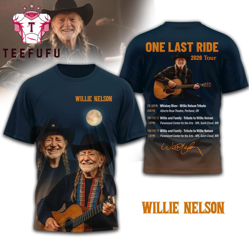 Willie Nelson One Last Ride 2026 Tour 3D Shirt