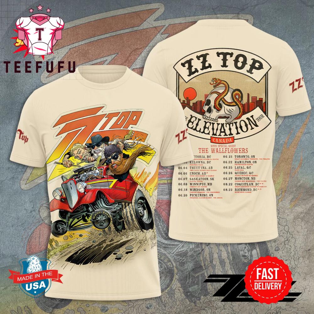 ZZ Top The Elevation Tour 2025 3D Print Shirt